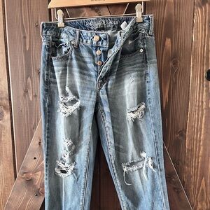 American Eagle Outfitters Women's Ripped Blue Boyfriend Jeans